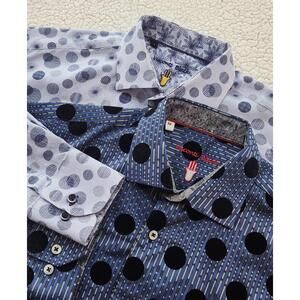 (Bundle) Luchiano Visconti Button Down Geometric Polka Dots L/S Shirt Sz Medium
